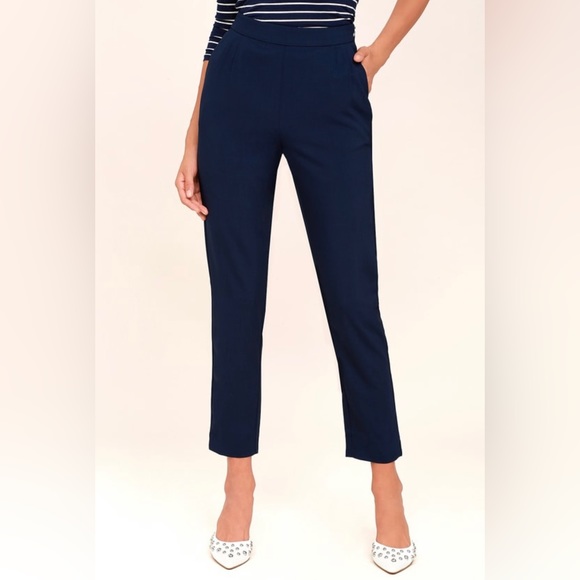 Lulu’s Kick It Navy Blue High Waisted Work Pant Size XL - Picture 1 of 5